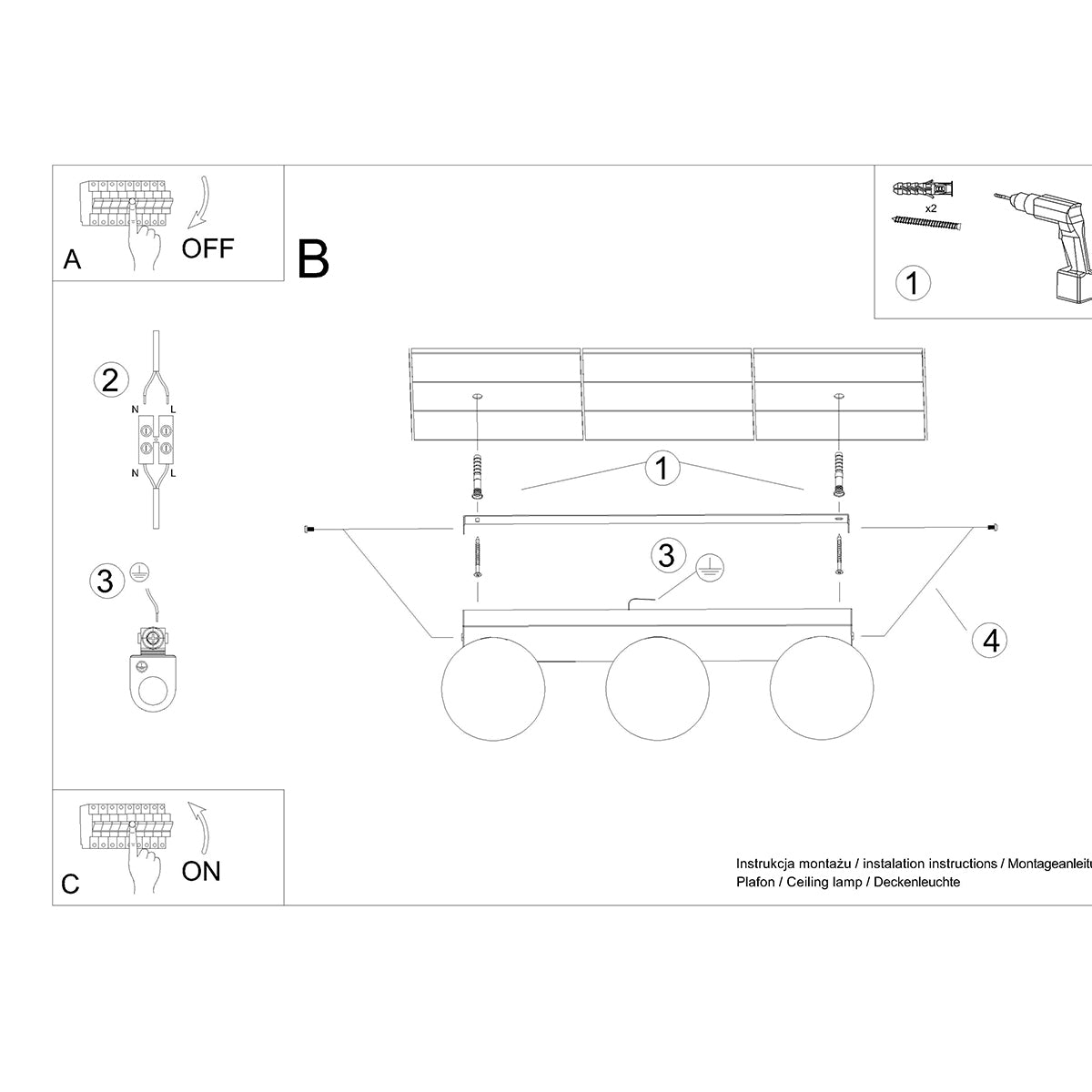 YOLI 3 Deckenleuchte