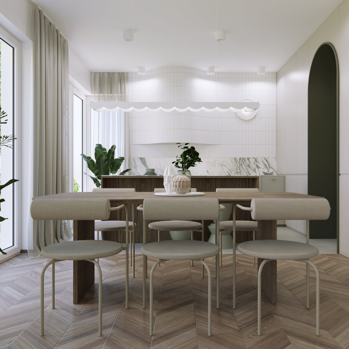 Lineare LED-Pendelleuchte BISCUIT – 131 cm Aluminium