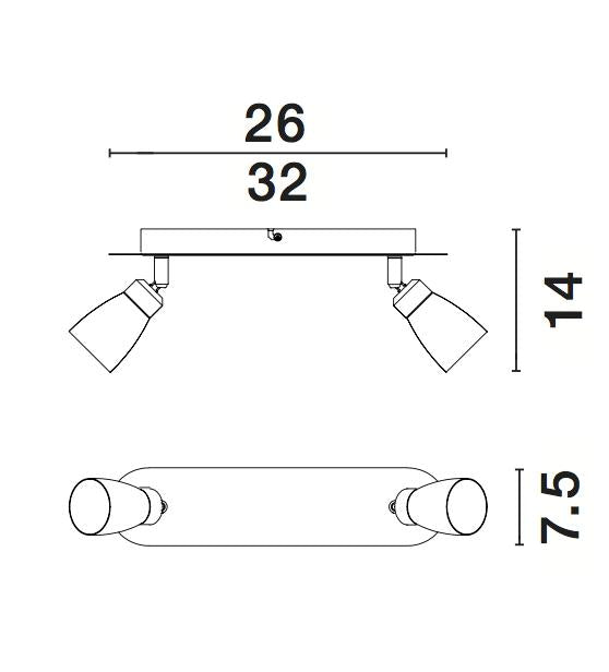 CONO Deckenleuchte 2x10W-Luxomo Leuchten
