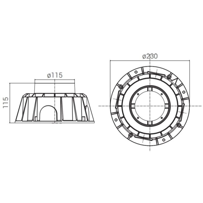 Einbaudose zu Bodeneinbaustrahler SIF 125F