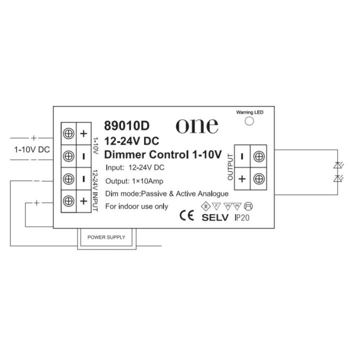 89010D LED Controller 180W 12V / 360W 24V 1Kanal 1-10V dimmbar-Luxomo Leuchten