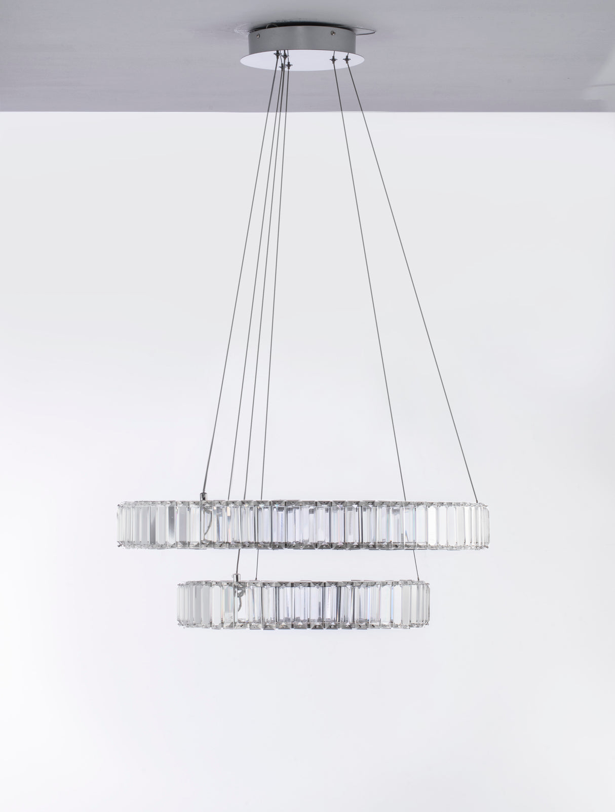 AURELIA Kristall-Hängeleuchte 2 Ringe Ø 60cm-Luxomo Leuchten