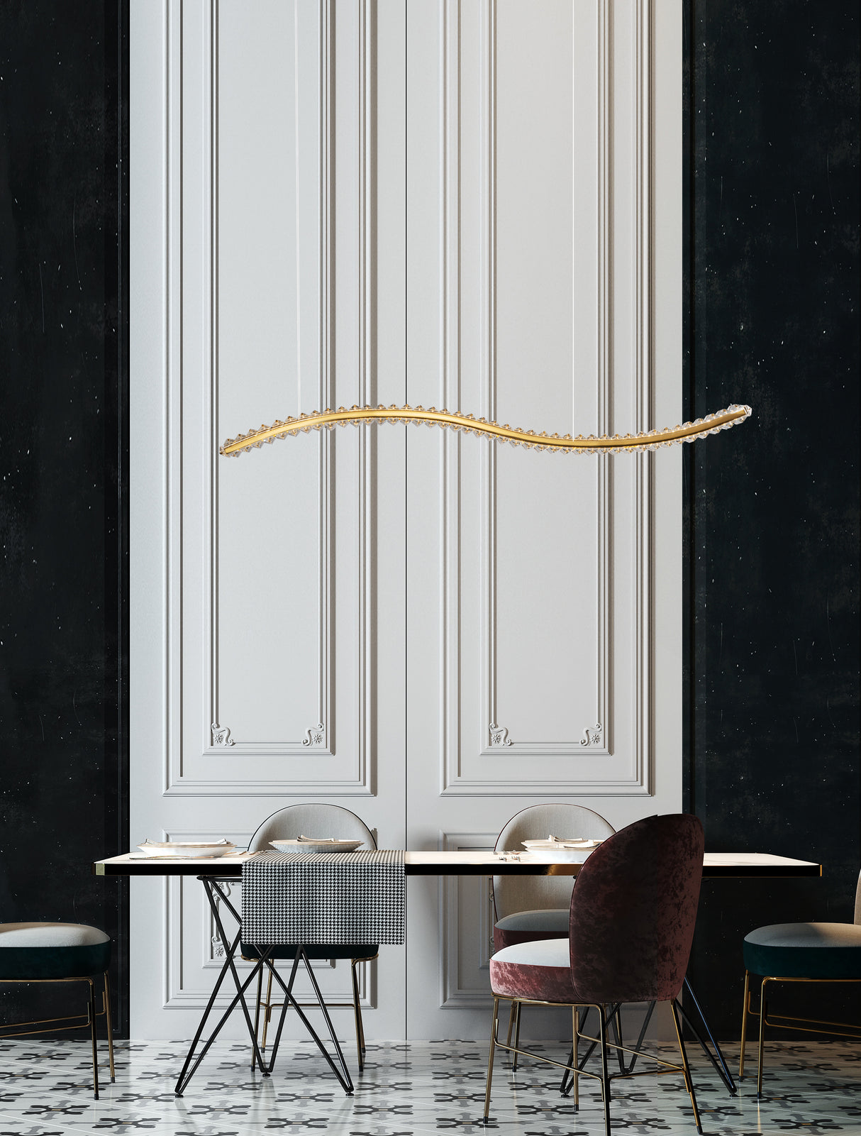 AURELIA Kristall-Hängeleuchte 100cm-Luxomo Leuchten