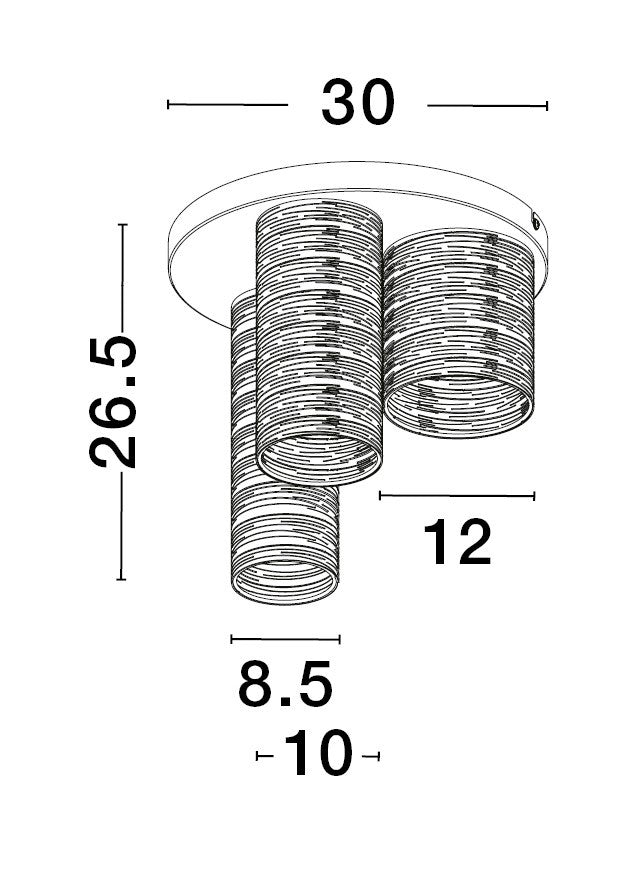 ZANE Deckenleuchte Ø 30cm 3x5W-Luxomo Leuchten