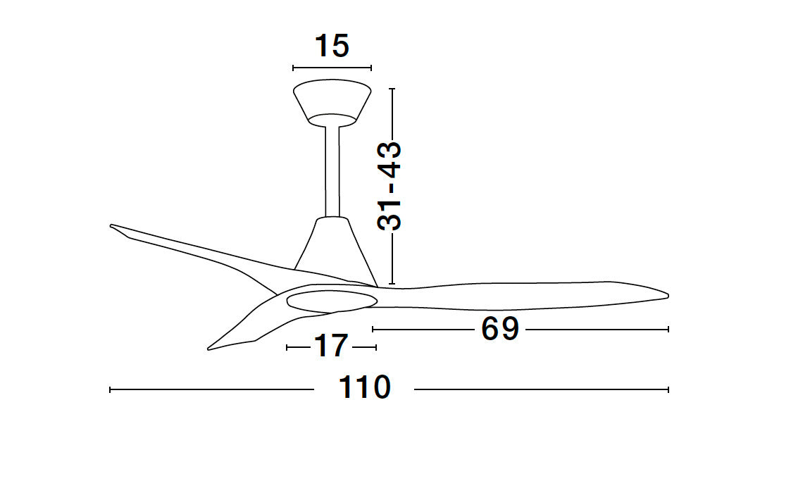 POTE Deckenventilator Ø 110cm-Luxomo Leuchten