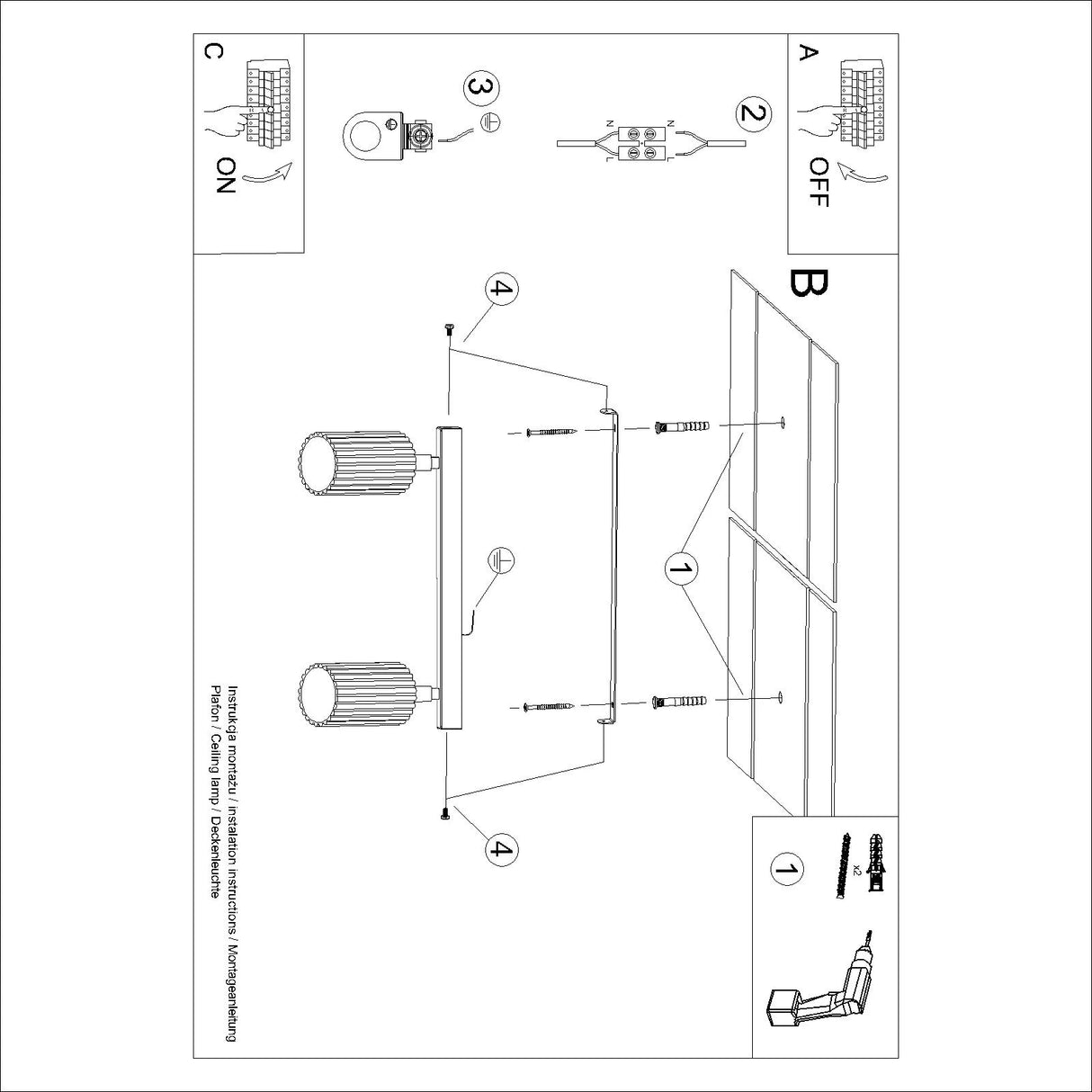 Design Deckenleuchte KARBON 2 – 2-flammig & Schwenkbar