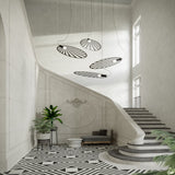 Skulpturale Hängeleuchte LEHDET – Großformatiger Blatt-Design-Lüster aus Stahl