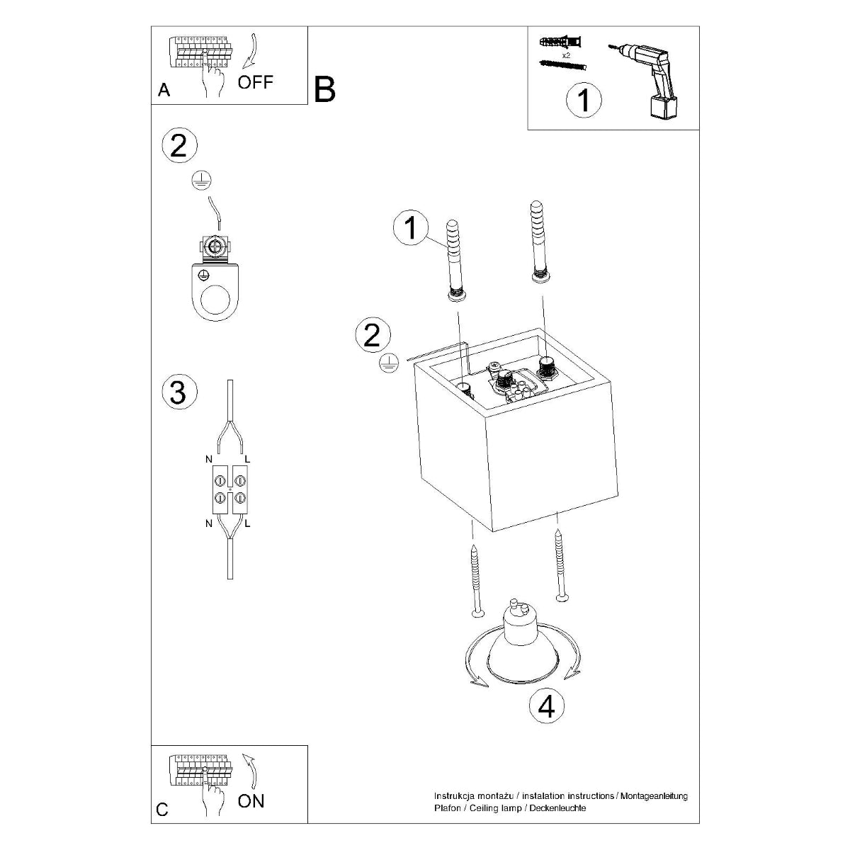 QUAD 1 Deckenleuchte