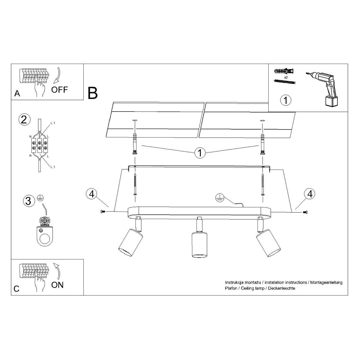 FORNES 3 Deckenleuchte