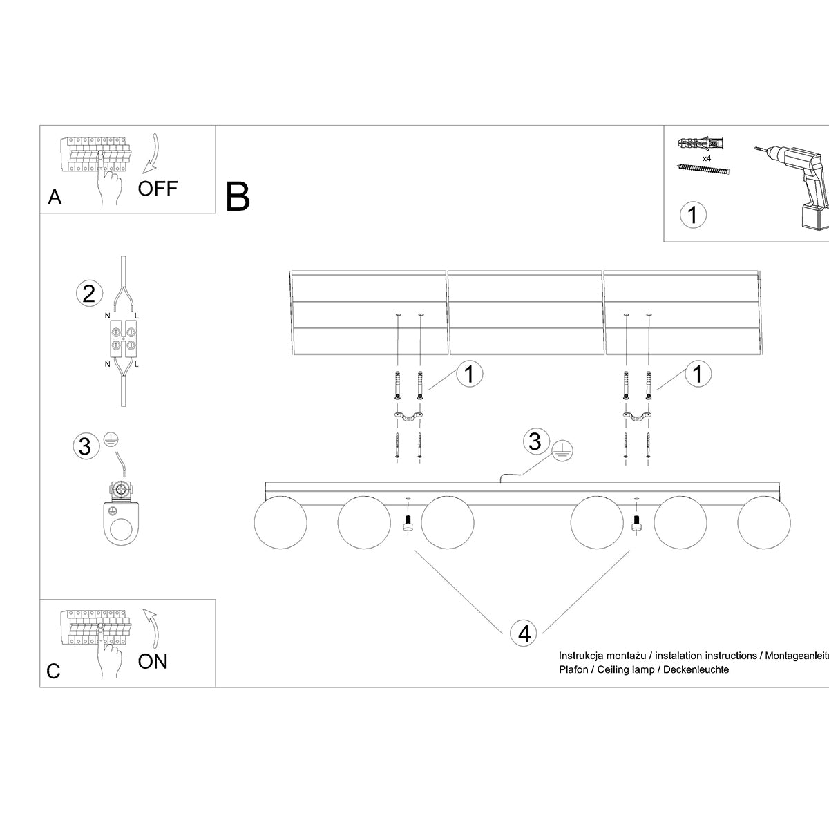 YOLI 6 Deckenleuchte