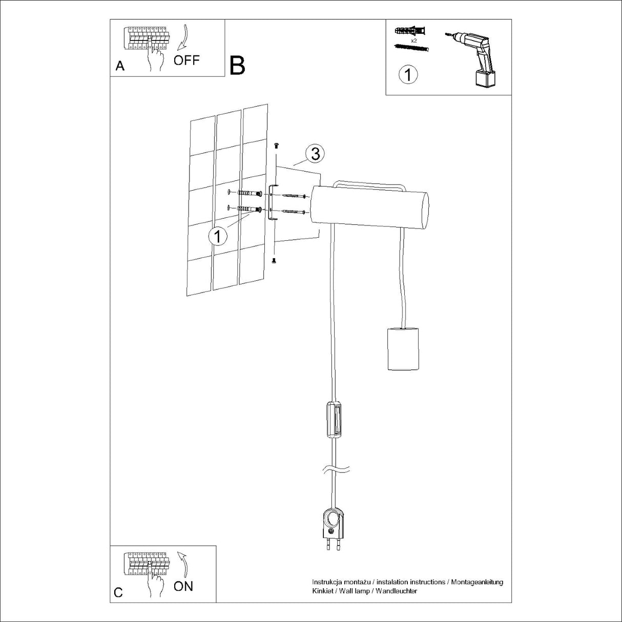 NIMBI Wandleuchte mit Schalter