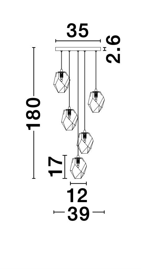 ICE Hängeleuchte 5x5W-Luxomo Leuchten
