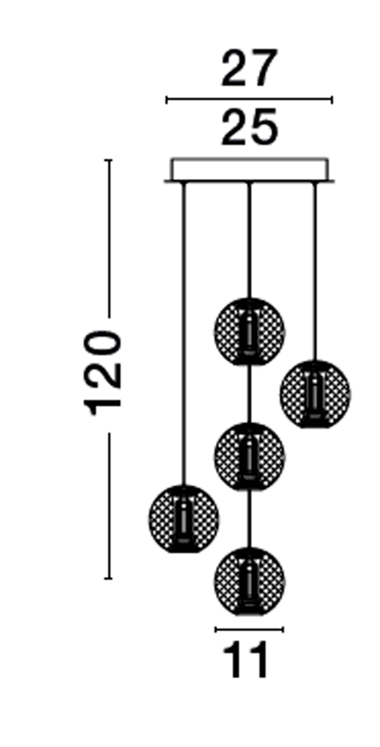 BRILLANTE 5-Kugel-Hängeleuchte-Luxomo Leuchten