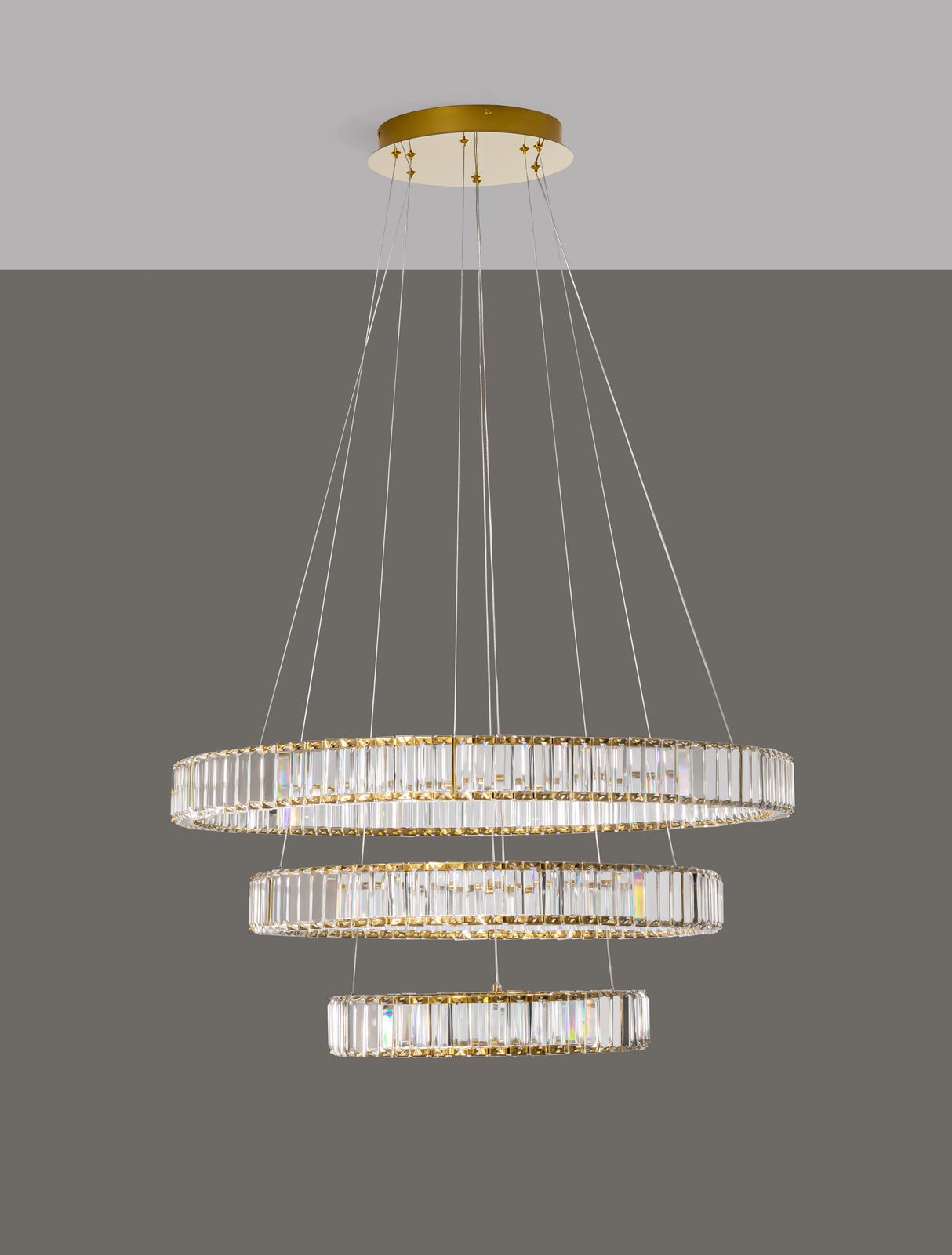 AURELIA Kristall-Hängeleuchte 3 Ringe Ø 80cm-Luxomo Leuchten