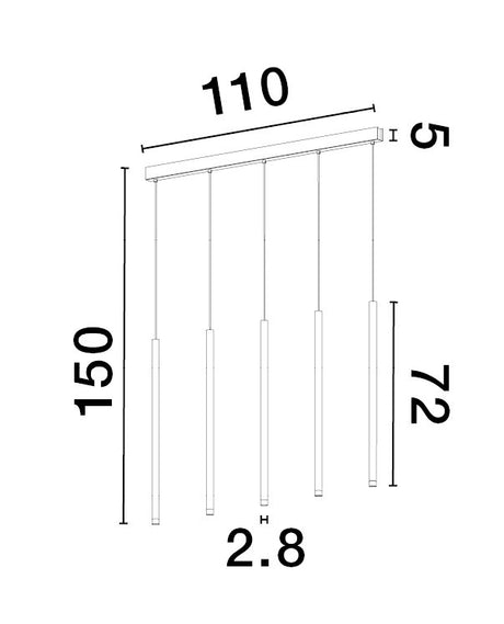 DANDIA Hängeleuchte linear 110cm-Luxomo Leuchten