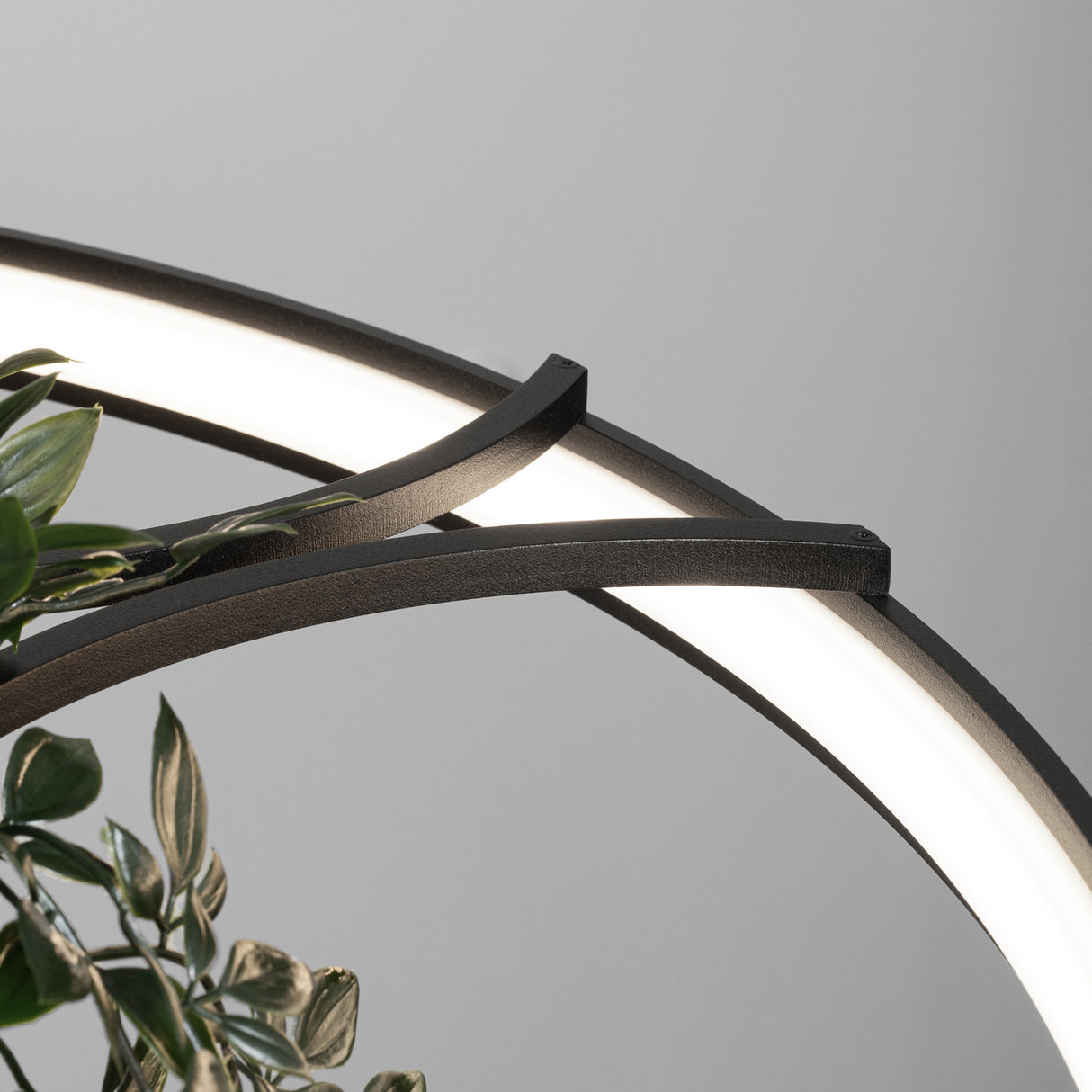 LED-Ring-Kronleuchter RIO BIO – Schwebender Pflanz-Lichtring aus Aluminium