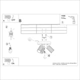 3-flammiger Deckenstrahler KARBON – Rund & Schwenkbar
