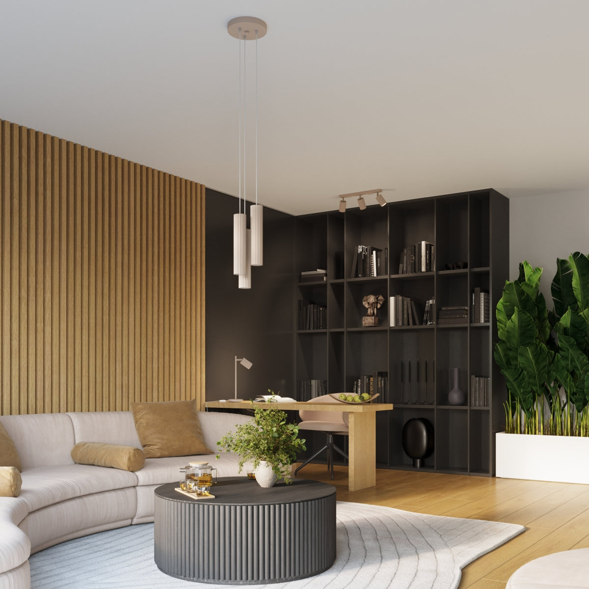 3-flammiger Deckenstrahler KARBON – Rund & Schwenkbar