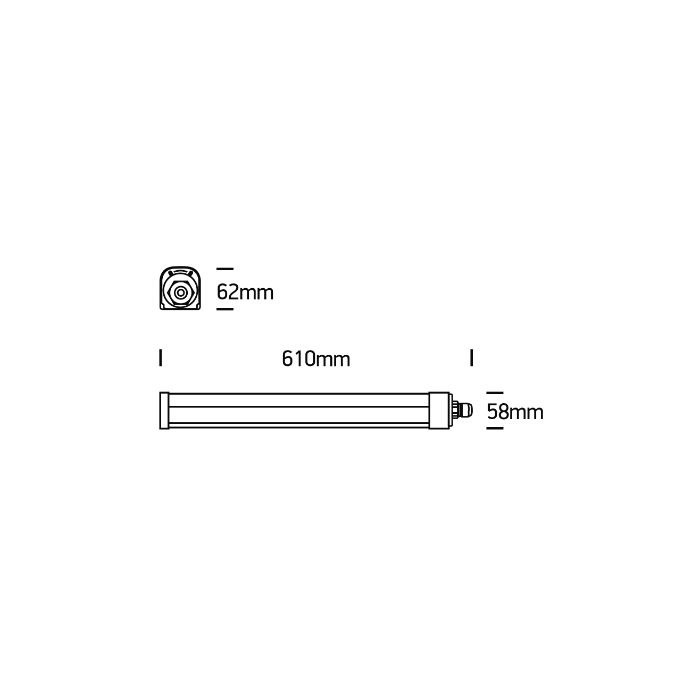 LINO S LED Feuchtraum-/Wannenleuchte 61 cm